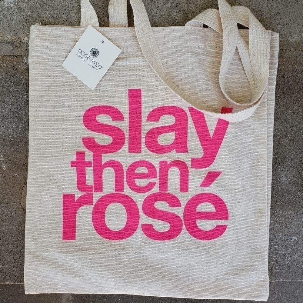 NWT Dogeared Slay then Rose tote bag